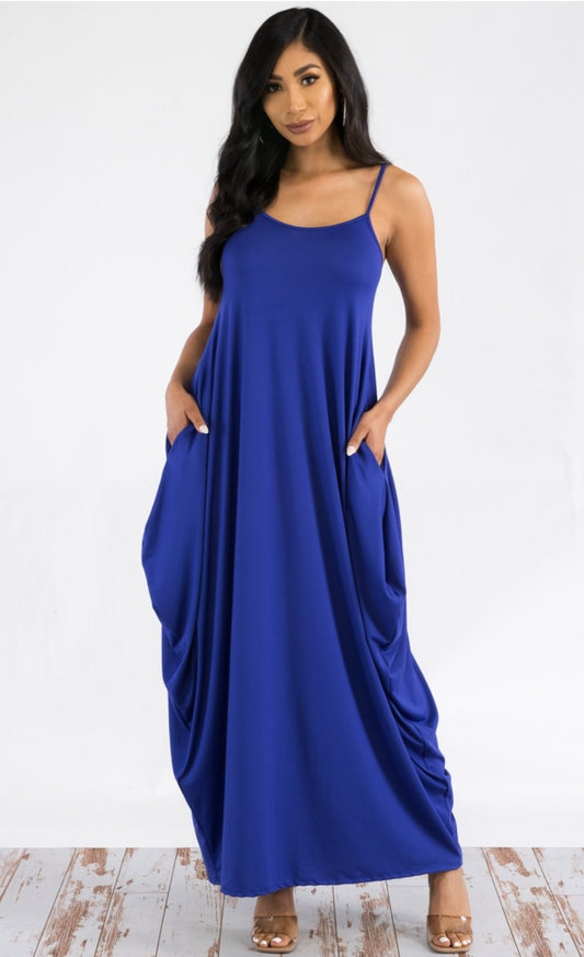 Spaghetti strap blue dress