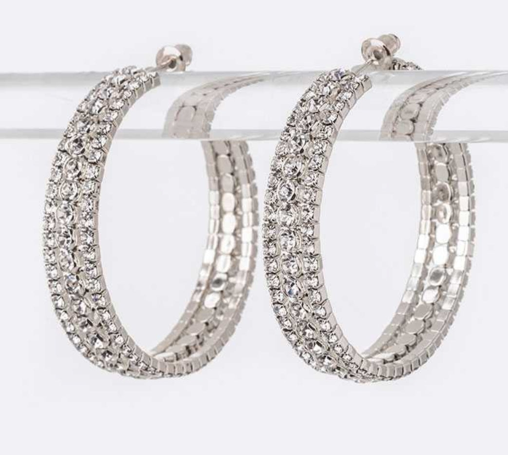 Rhinestones Iconic Hoop Earrings