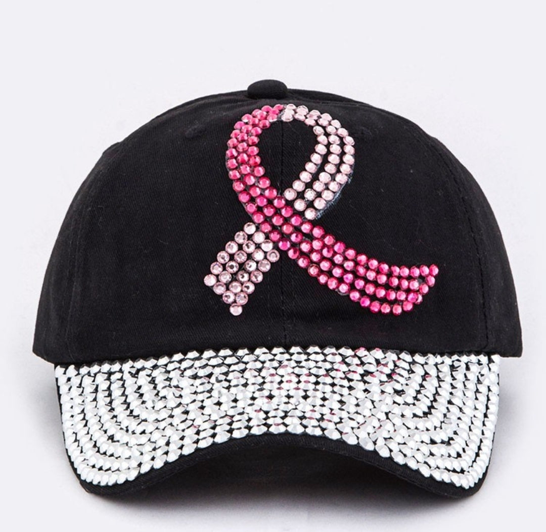 Pink Ribbon Bling Cap