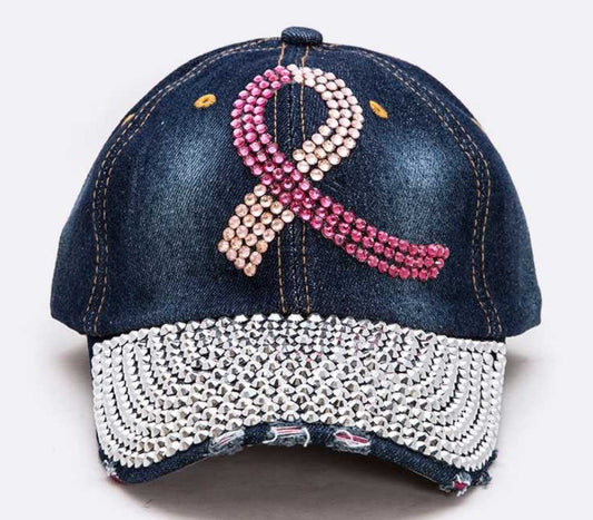 Pink Ribbon Bling Cap