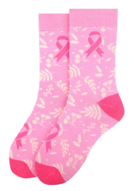 Pink breast cancer socks