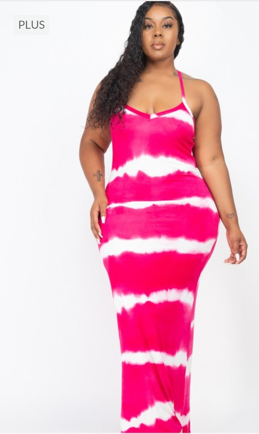 Tie dye maxi curvy dress