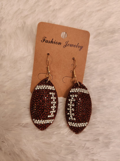 Rhinestone Football Pillow Earrings