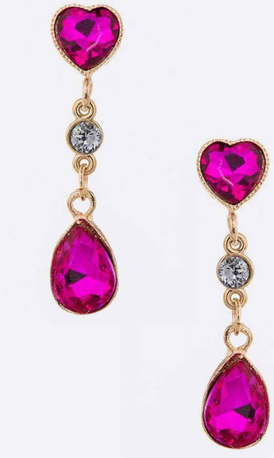 Crystal heart Drop Earrings