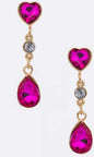 Crystal heart Drop Earrings