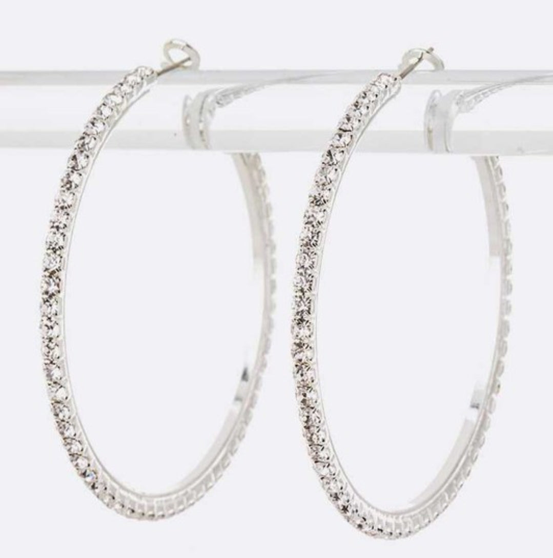 Rhinestone single row classic Hoops
